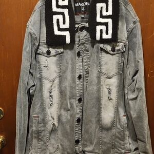 5xl Makobi Gray Denim And Wool Jacket with Black Accents